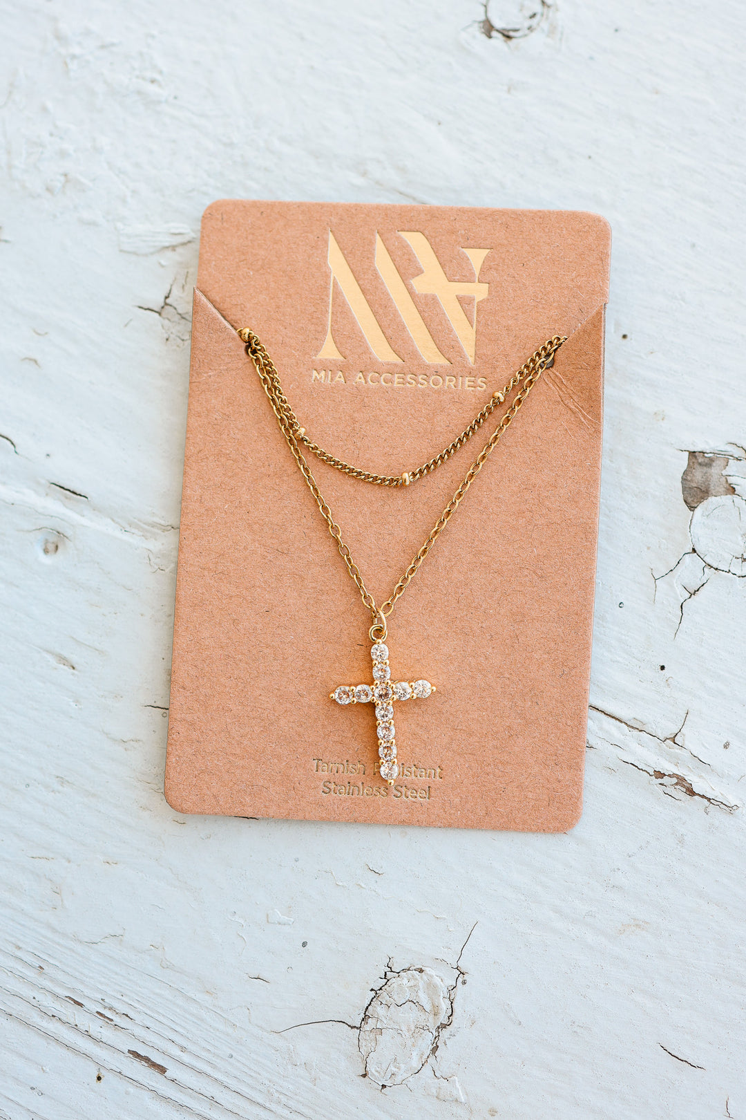 Cross Layered Chain Necklace