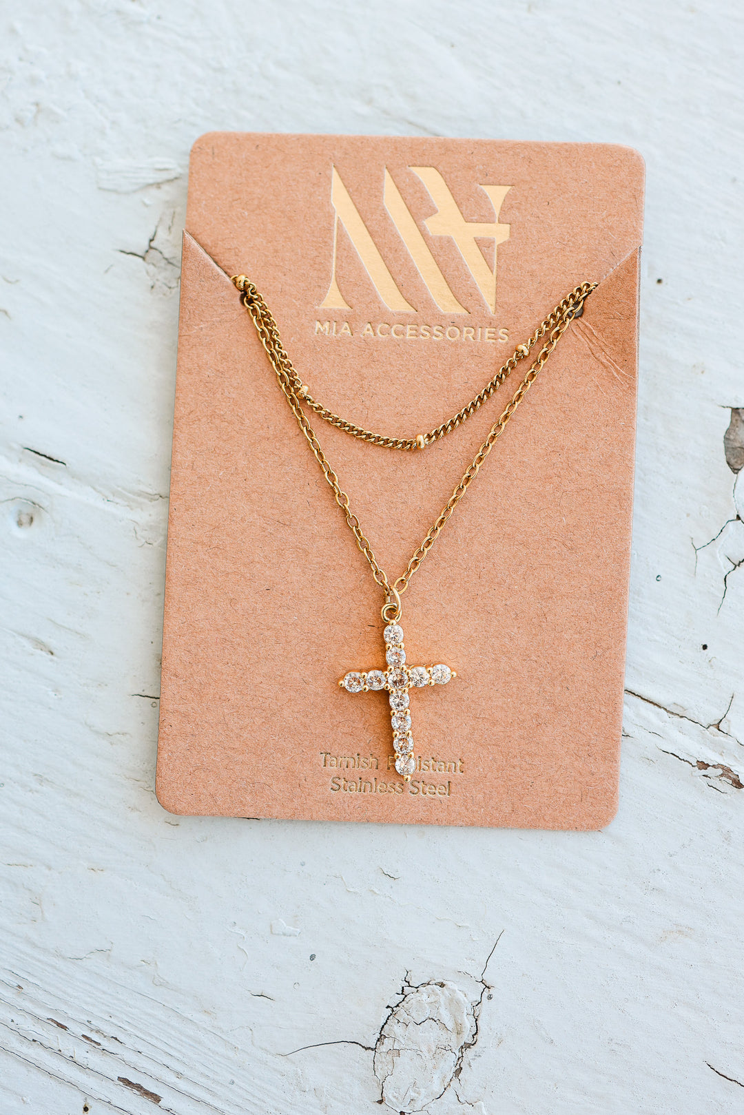 Cross Layered Chain Necklace