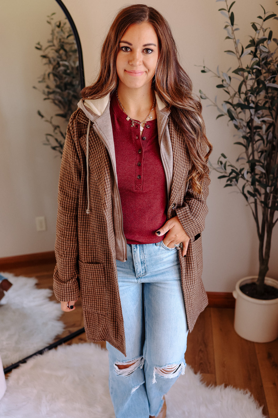 Teagan Detachable Hoodie Coat - Caramel