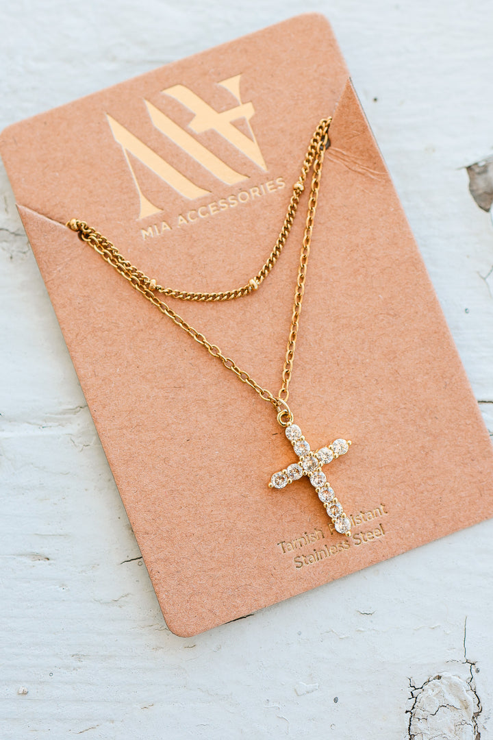 Cross Layered Chain Necklace
