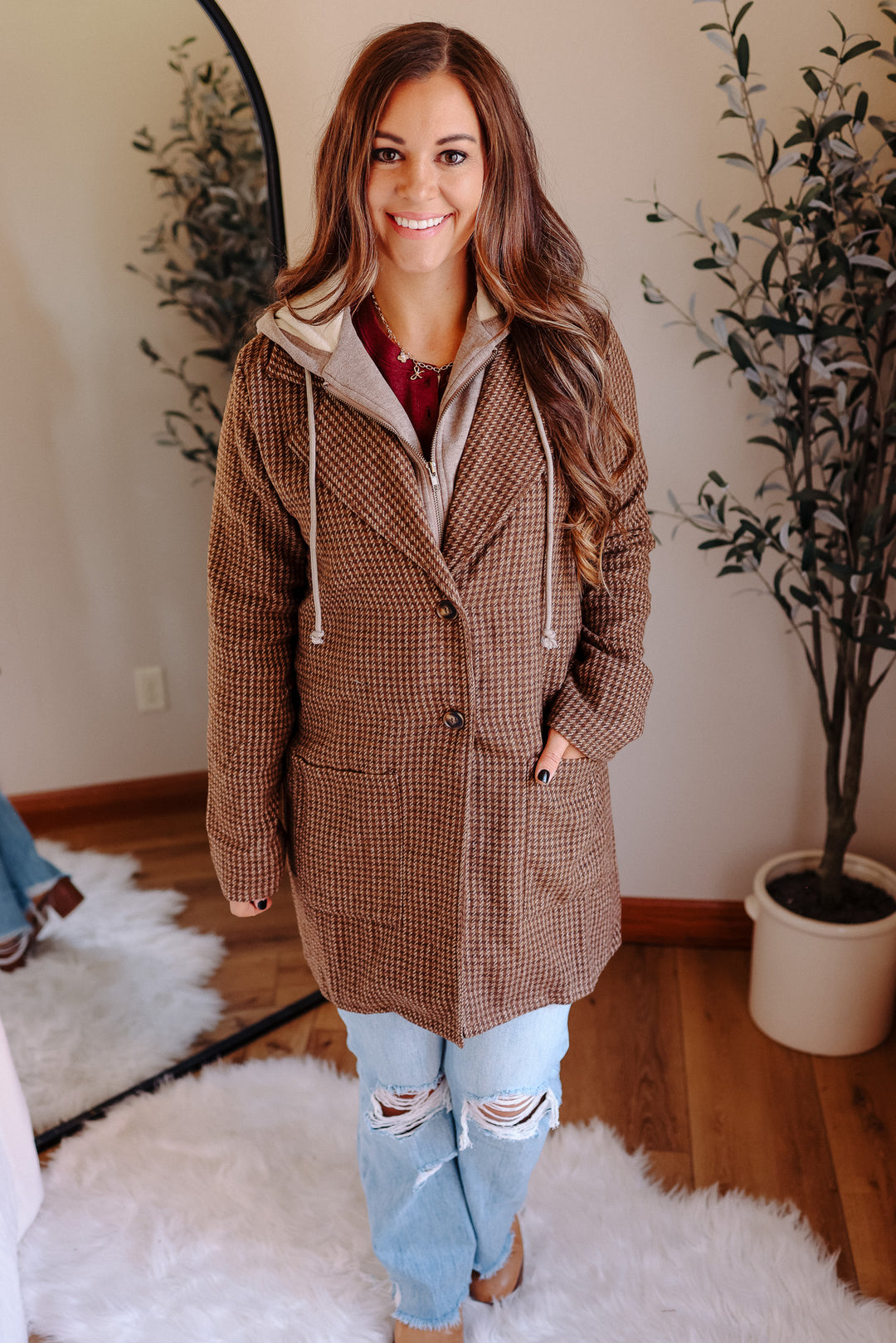 Teagan Detachable Hoodie Coat - Caramel