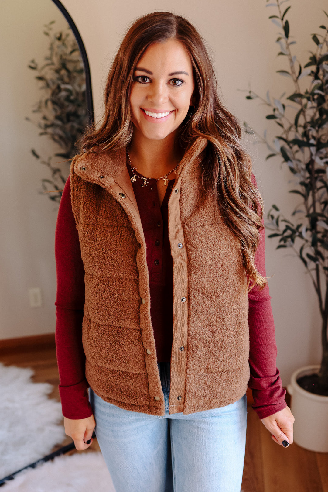 Teddy Fleece Vest - Mocha