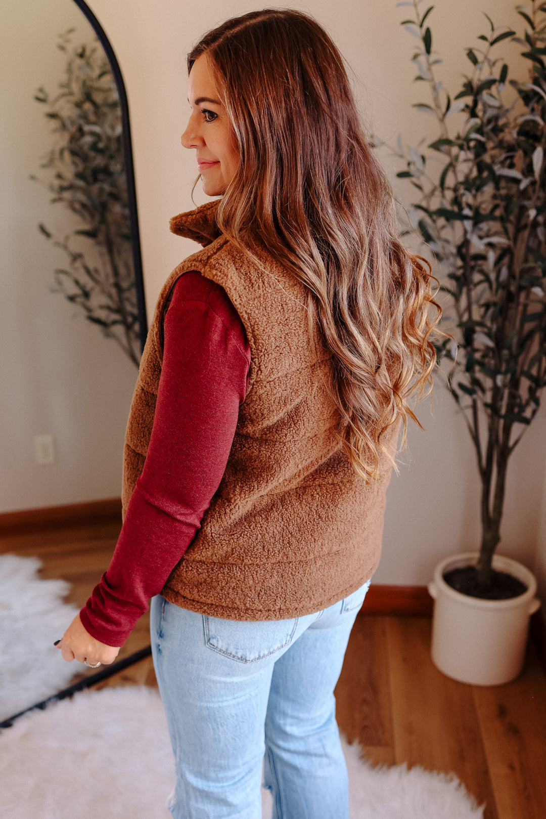 Teddy Fleece Vest - Mocha