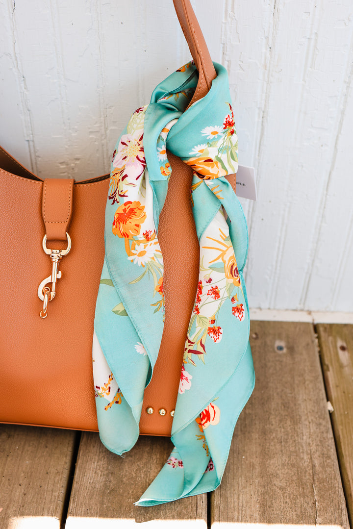 Spring Meadow Floral Silk-Feel Scarf
