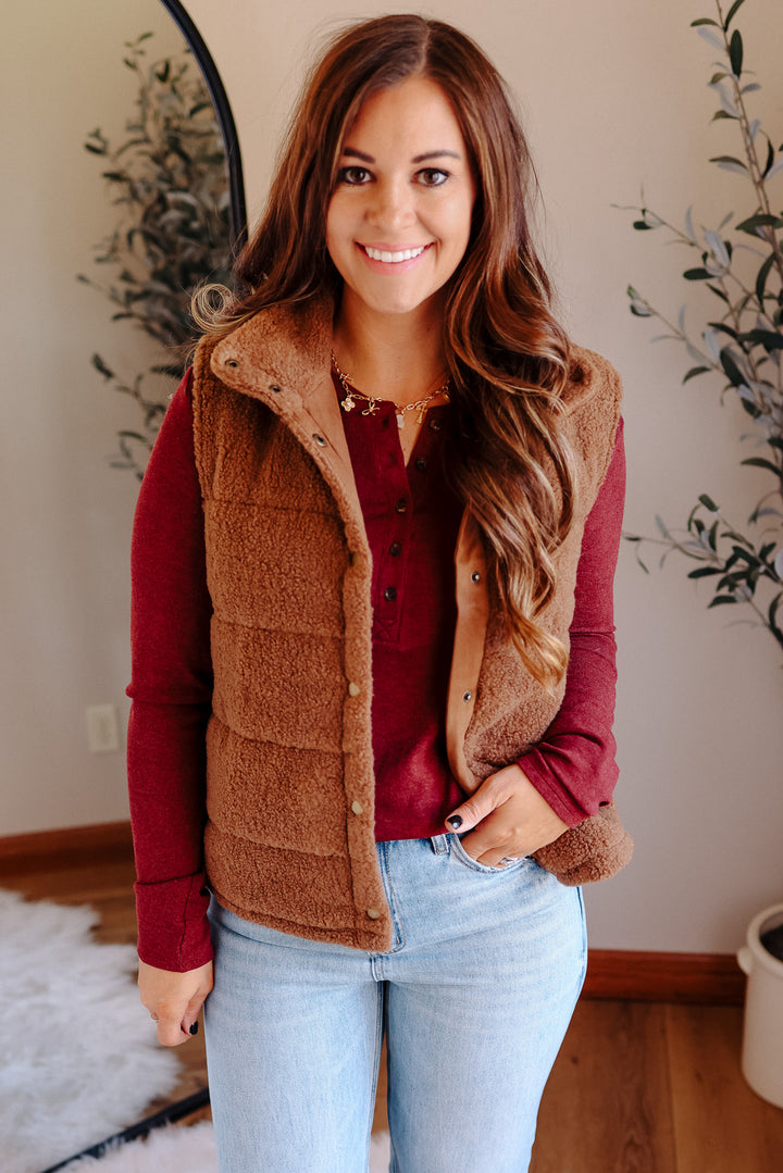 Teddy Fleece Vest - Mocha