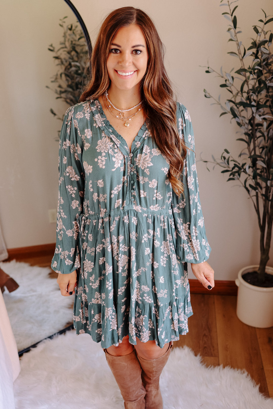 Pollie Ruffle Long Sleeve Dress