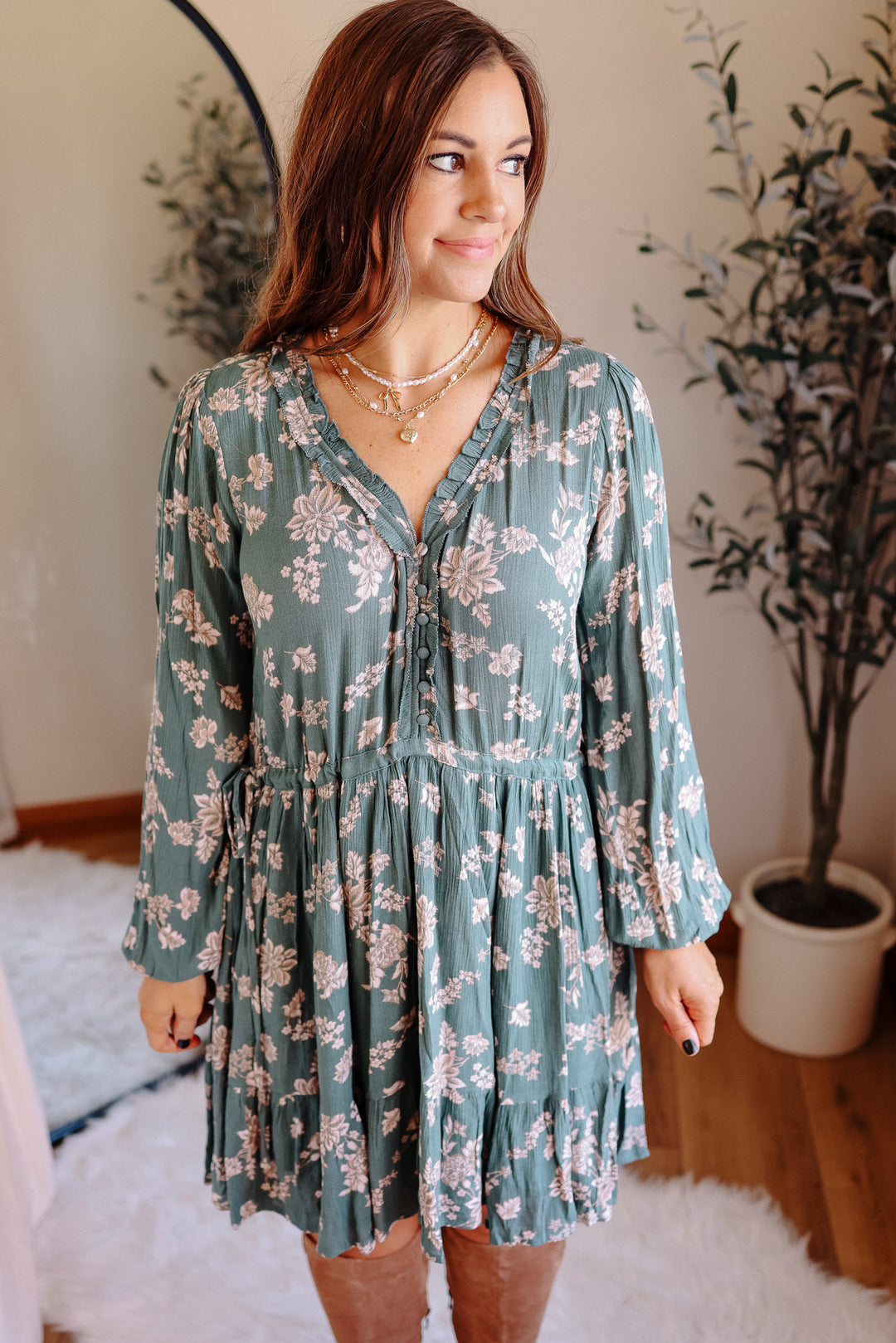 Pollie Ruffle Long Sleeve Dress