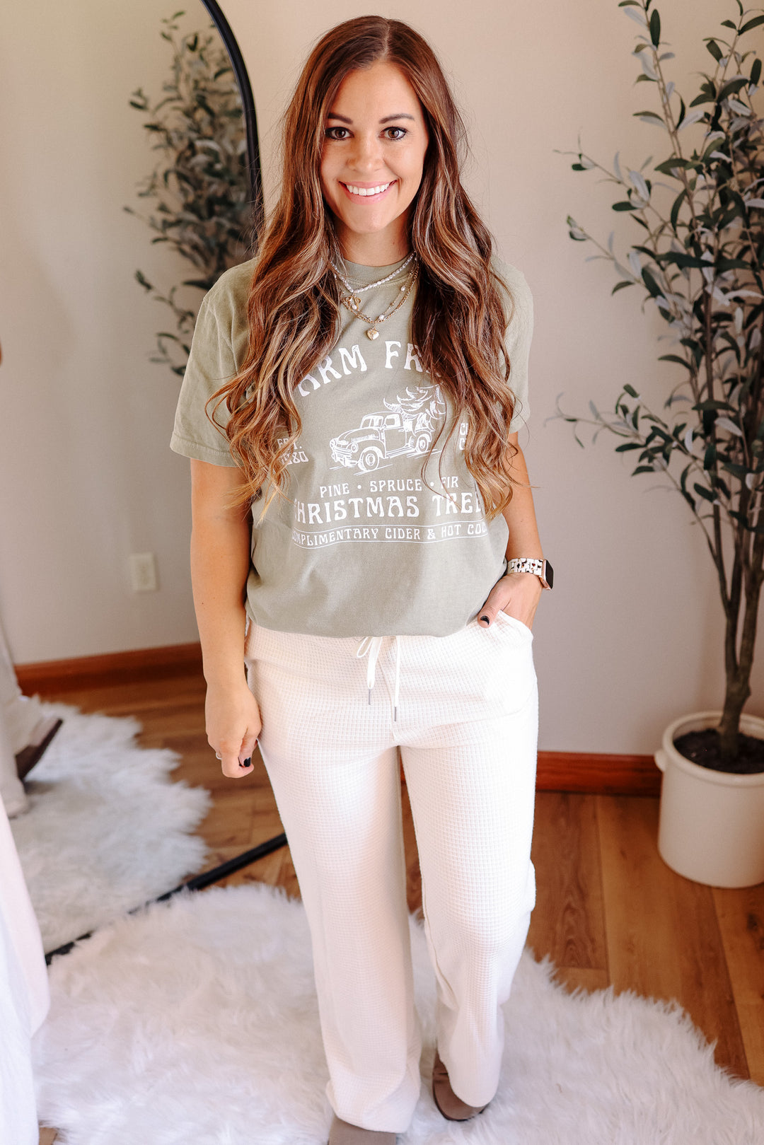 Lizzy Waffle Knit Pants - Cream