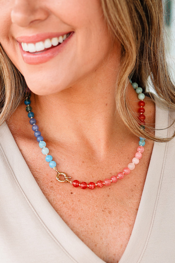 Etta Mixed Glass Necklace - Multi Colored