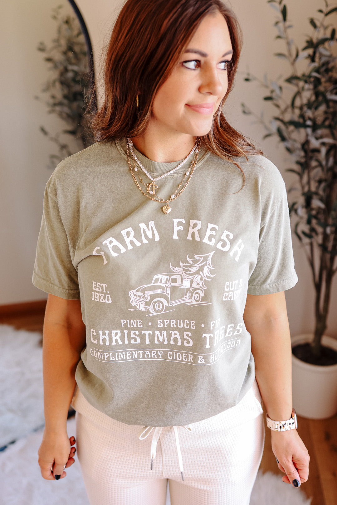 *DEAL* Farm Fresh Christmas Trees Graphic Tee - Khaki