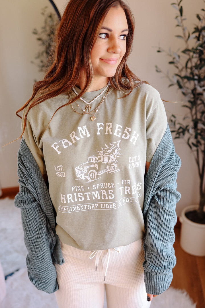 *DEAL* Farm Fresh Christmas Trees Graphic Tee - Khaki