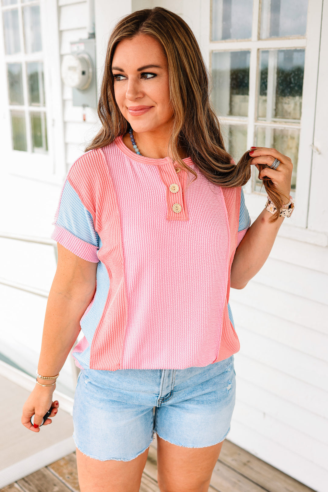Kollyns Twist Rib Top - Pink