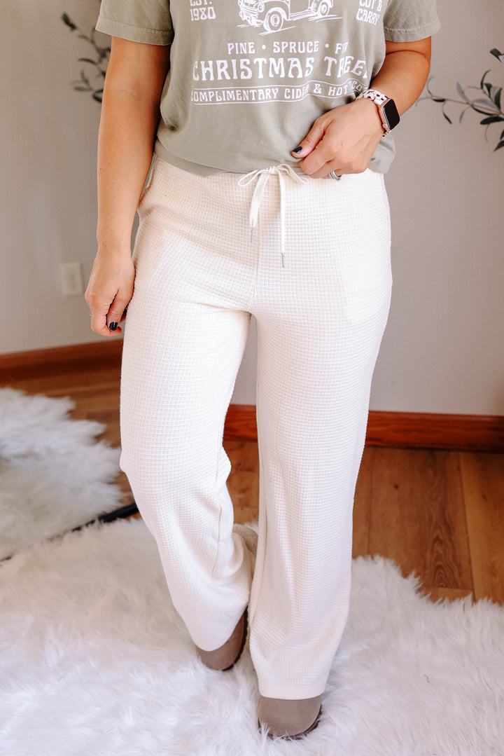 Lizzy Waffle Knit Pants - Cream