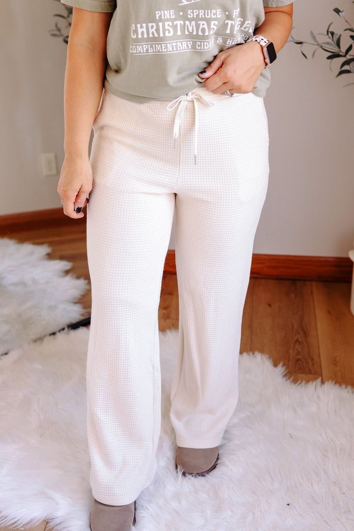 Lizzy Waffle Knit Pants - Cream