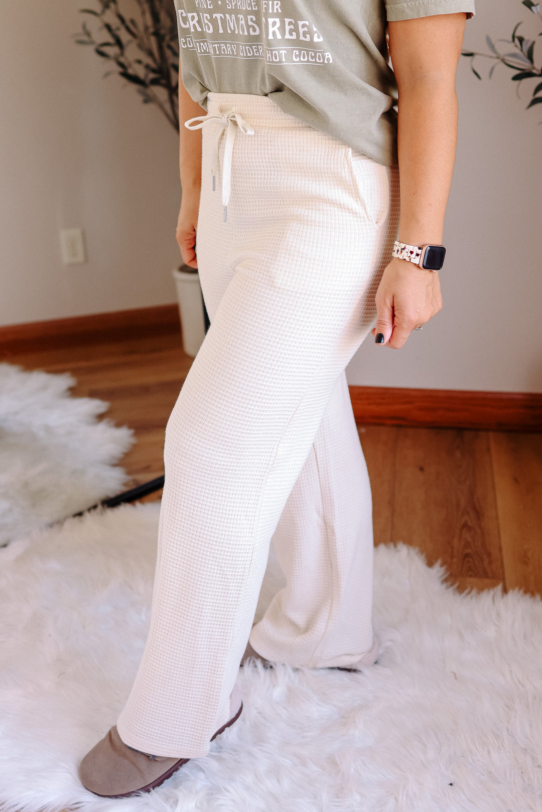 Lizzy Waffle Knit Pants - Cream