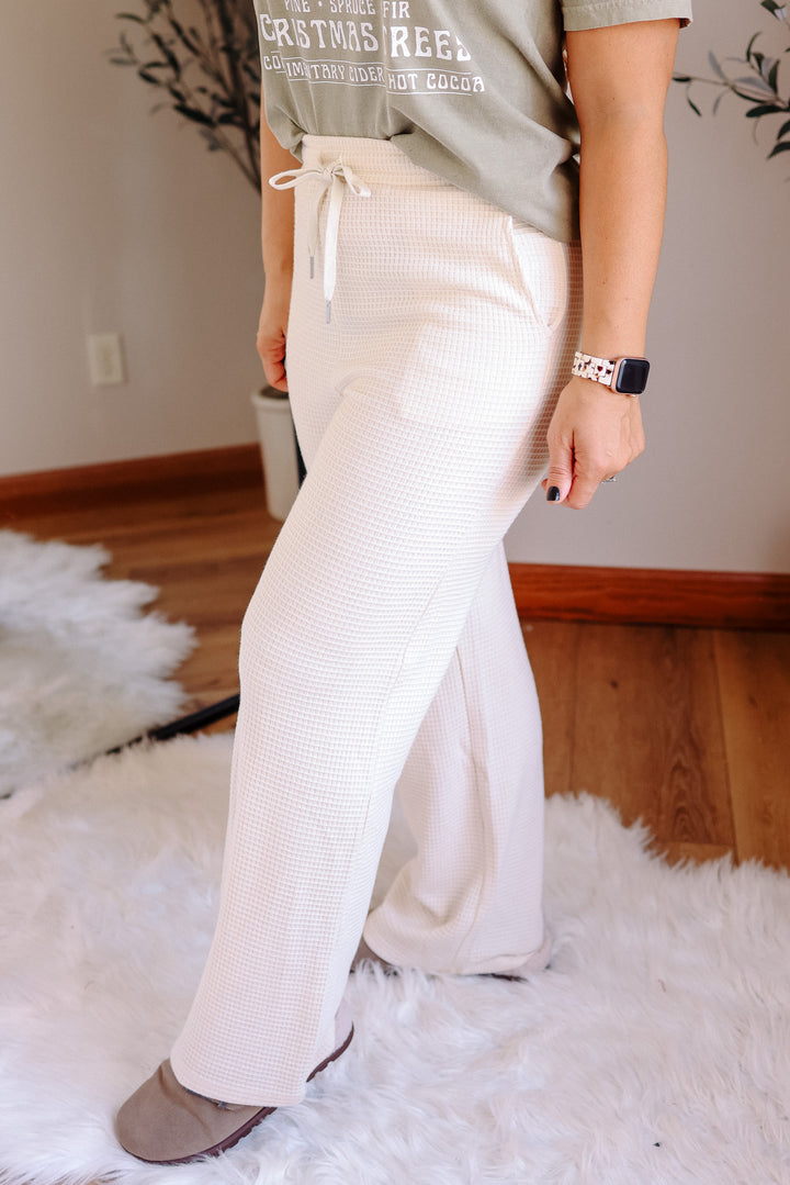 Lizzy Waffle Knit Pants - Cream