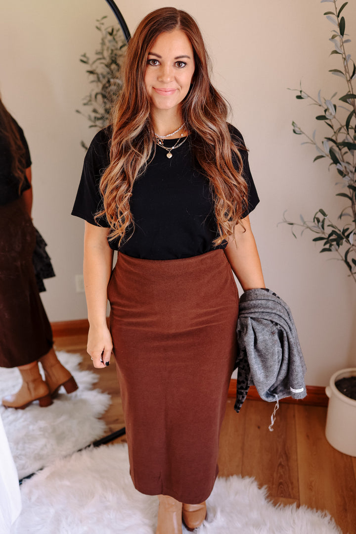 Estee Brush Midi Skirt - Coffee