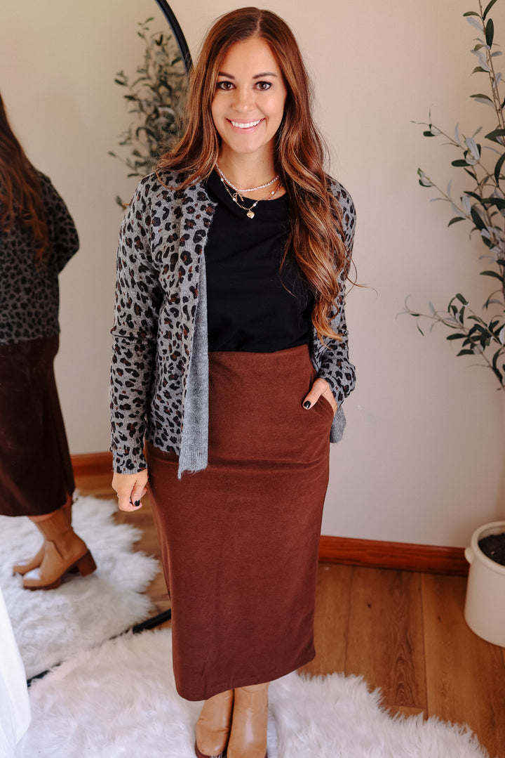 Estee Brush Midi Skirt - Coffee