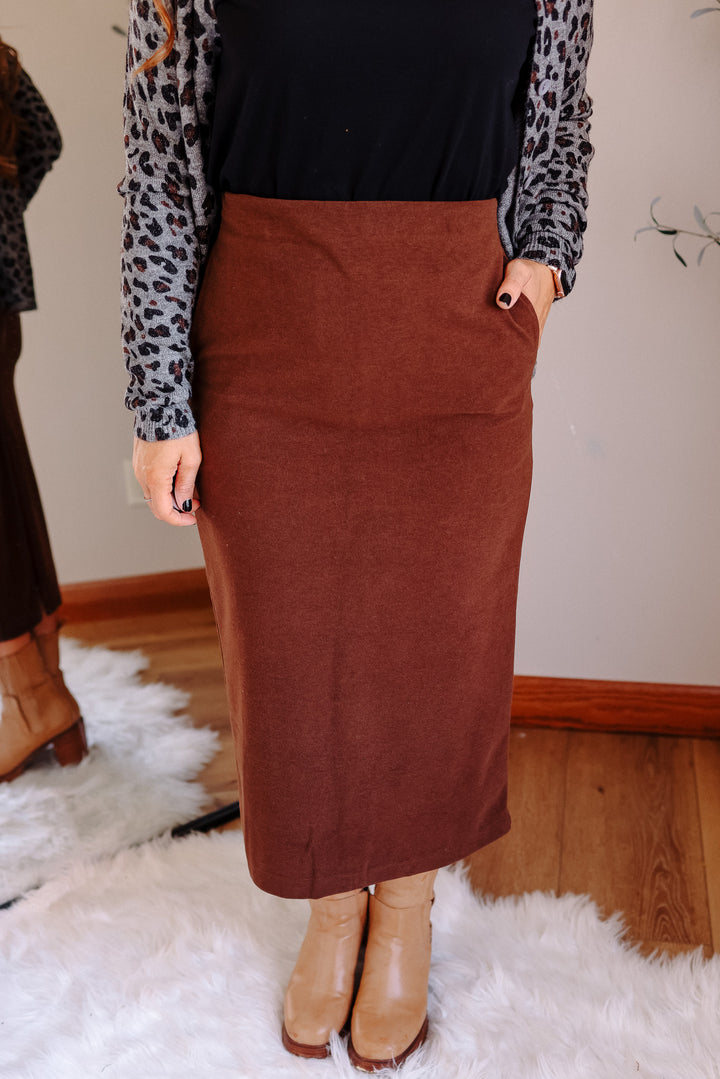 Estee Brush Midi Skirt - Coffee