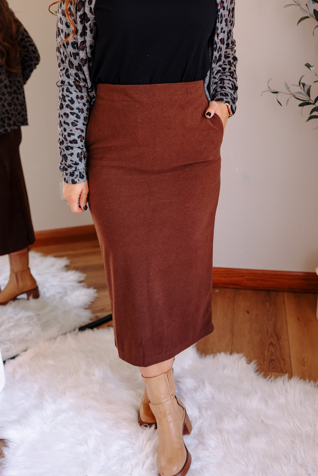Estee Brush Midi Skirt - Coffee
