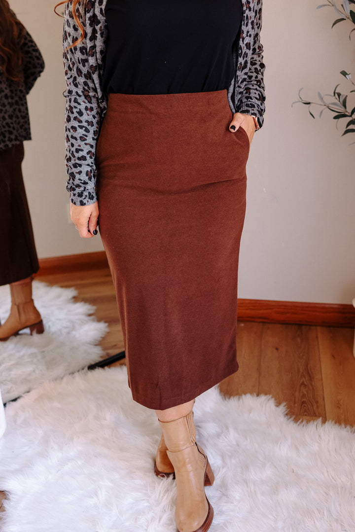 Estee Brush Midi Skirt - Coffee