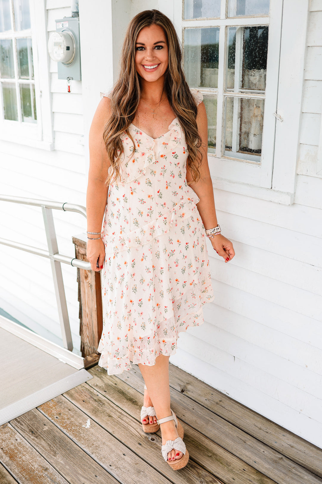 Brooke Flutter and Floral Midi Dress