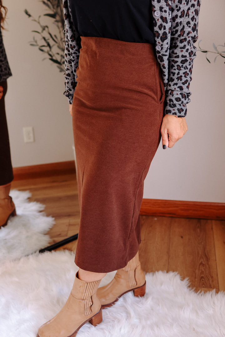 Estee Brush Midi Skirt - Coffee