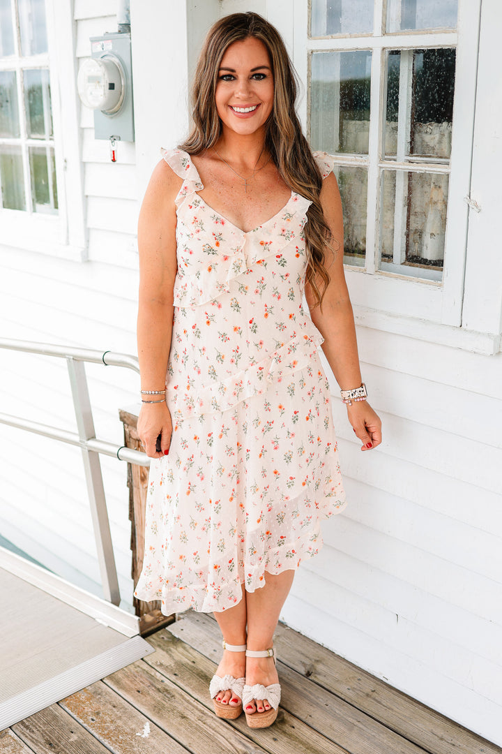 Brooke Flutter and Floral Midi Dress