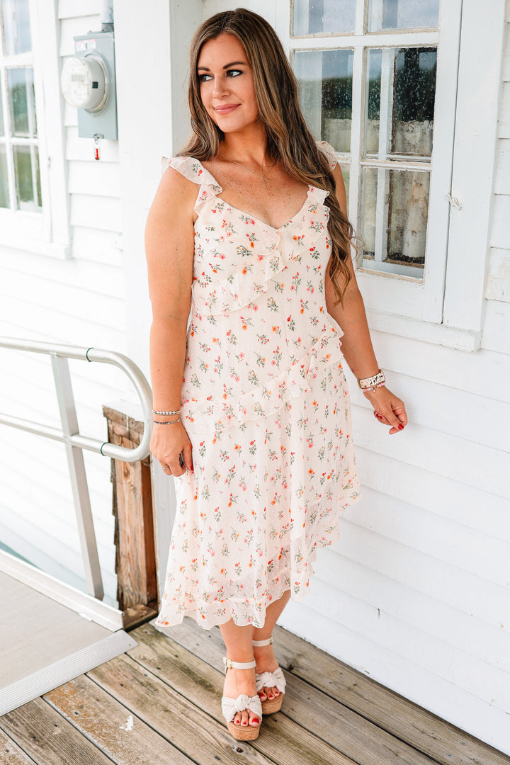 Brooke Flutter and Floral Midi Dress