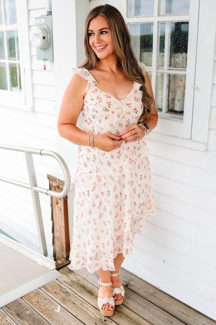 Brooke Flutter and Floral Midi Dress