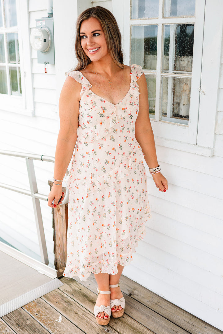 Brooke Flutter and Floral Midi Dress