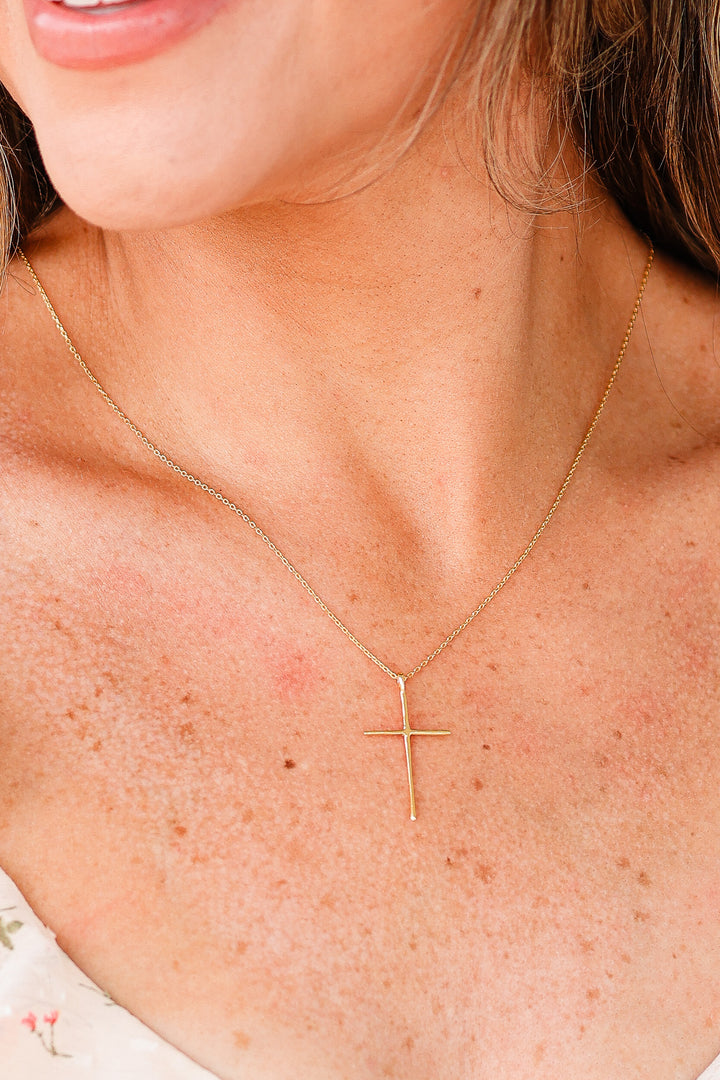 Gold Chain Sleek Cross Pendant Necklace