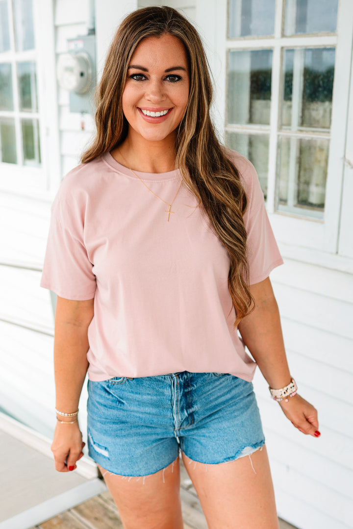 Trish Crop T-Shirt - Dusty Pink