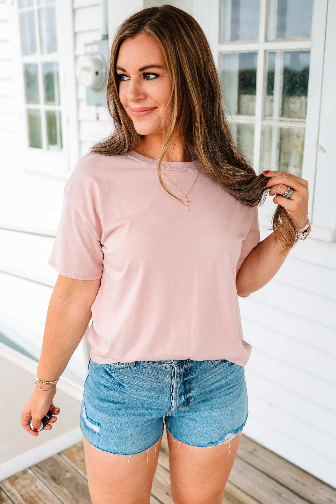 Trish Crop T-Shirt - Dusty Pink
