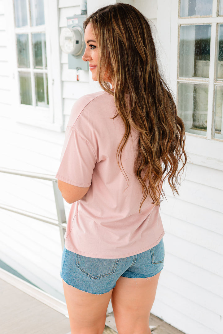 Trish Crop T-Shirt - Dusty Pink