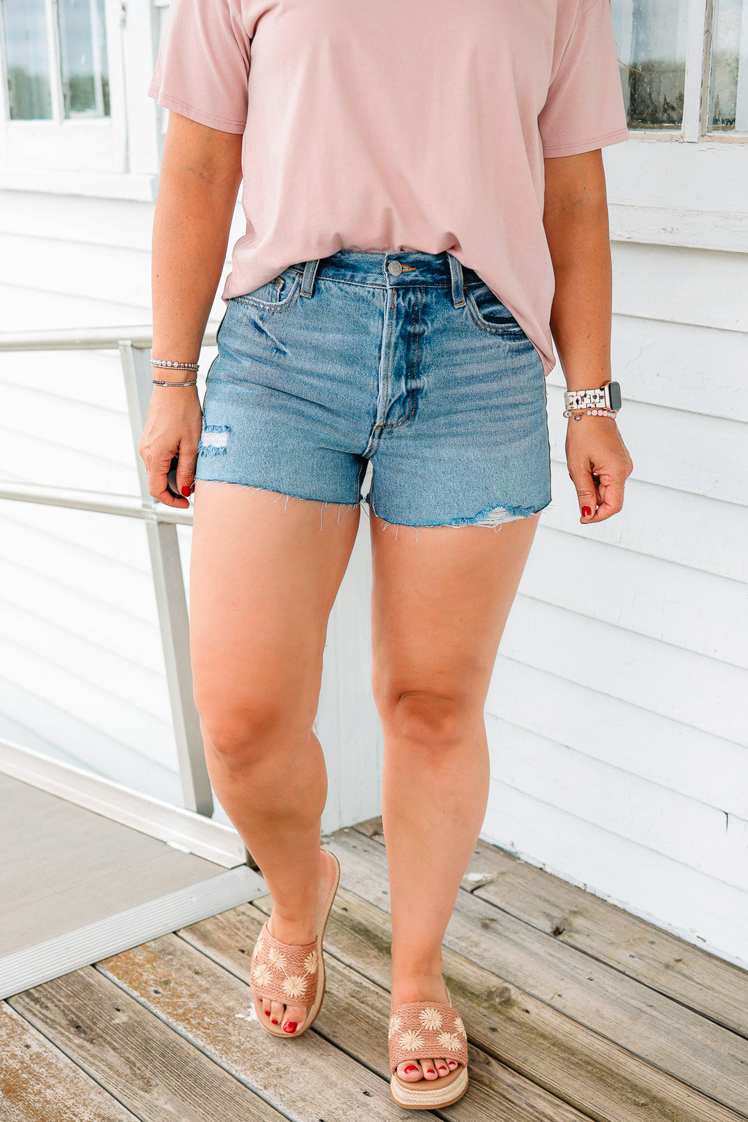 Marleigh Distressed Hem Shorts