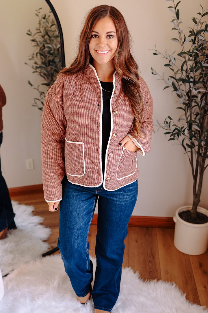 Lee Button Down Quilted Jacket - Winter Rose