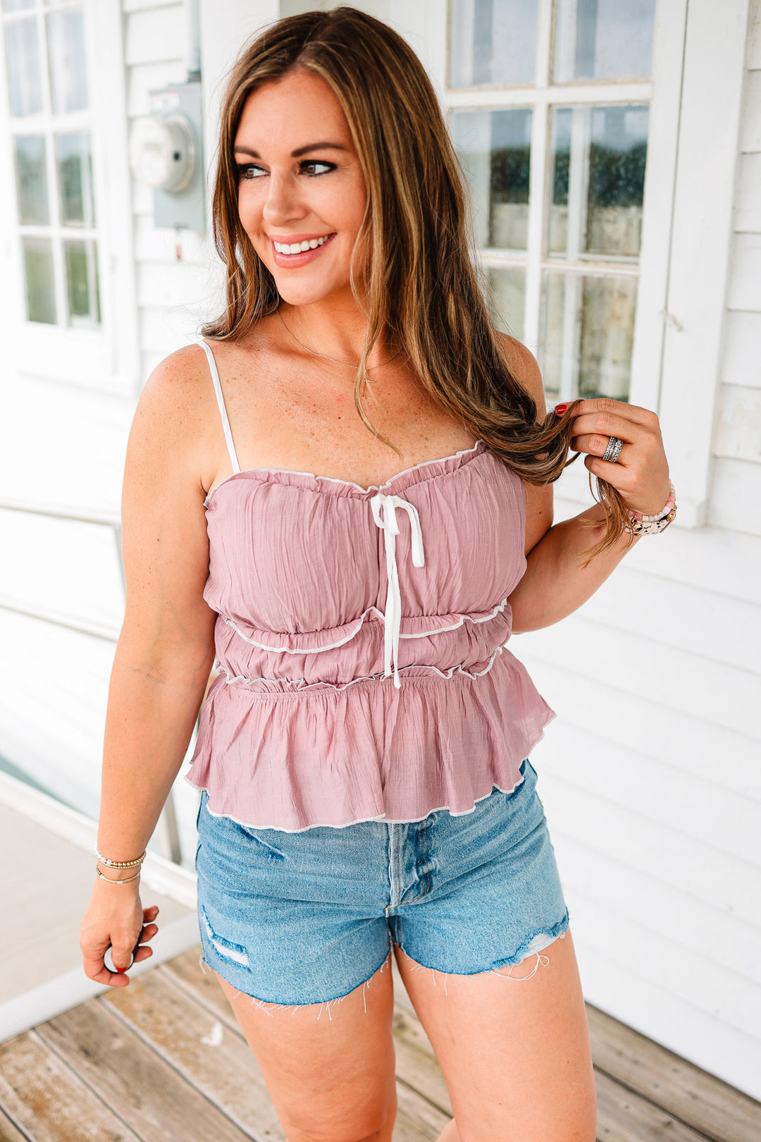Winslet Ruffle Cami - Mauve