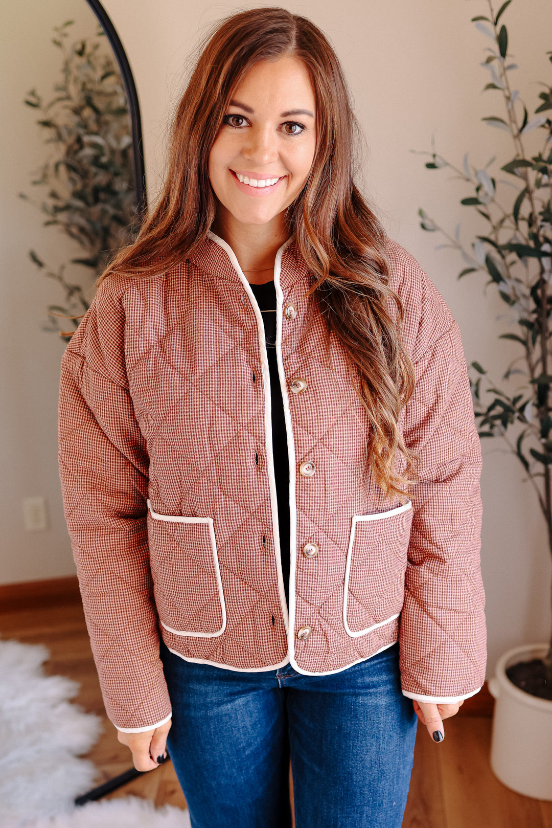 Lee Button Down Quilted Jacket - Winter Rose