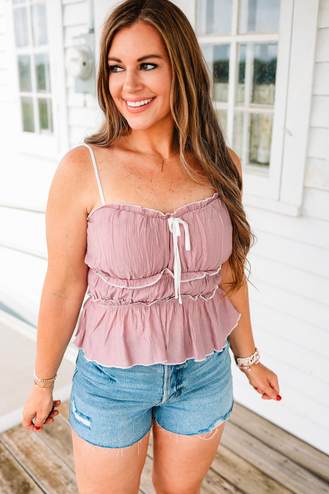 Winslet Ruffle Cami - Mauve