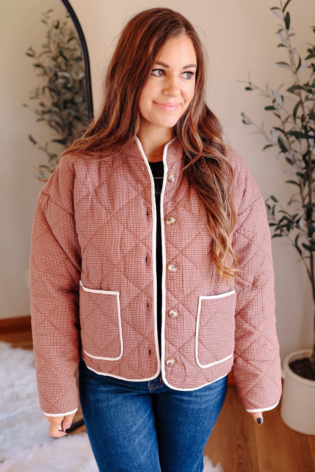 Lee Button Down Quilted Jacket - Winter Rose