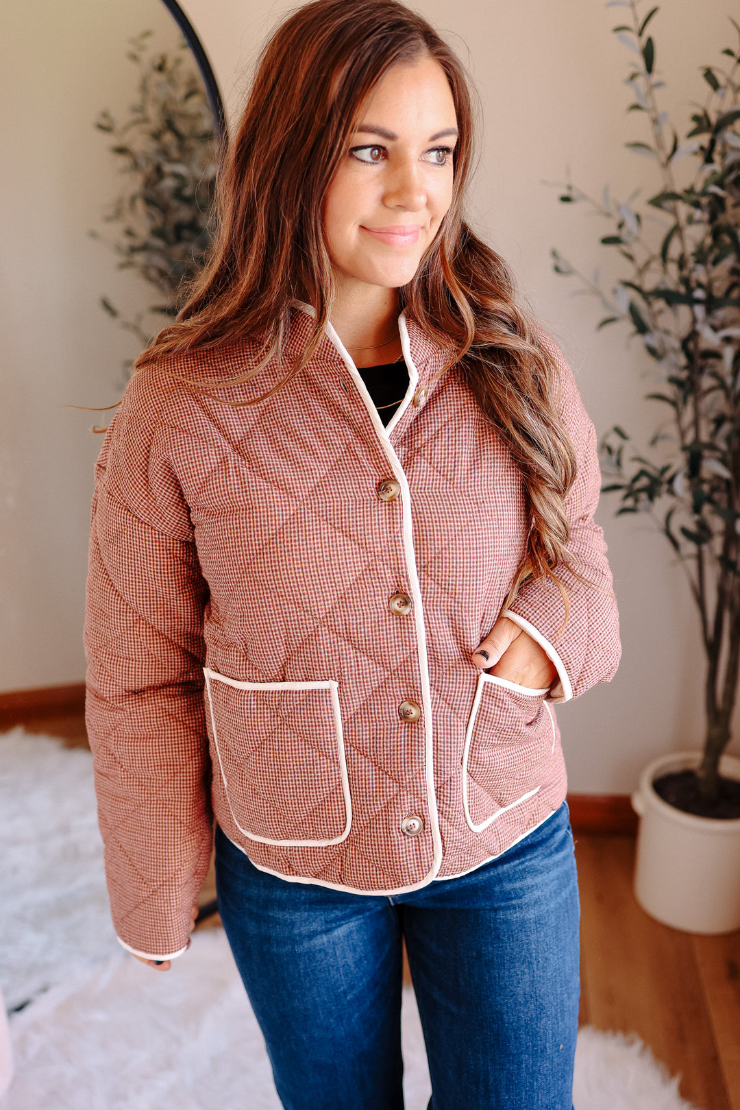 Lee Button Down Quilted Jacket - Winter Rose