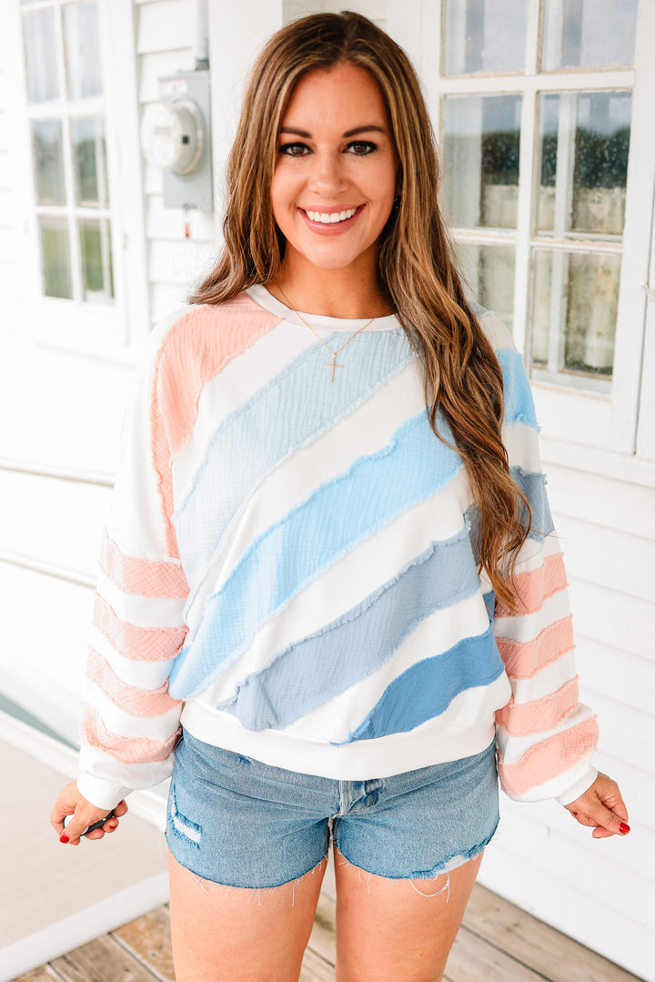 Laken Textured Strip Pullover Top