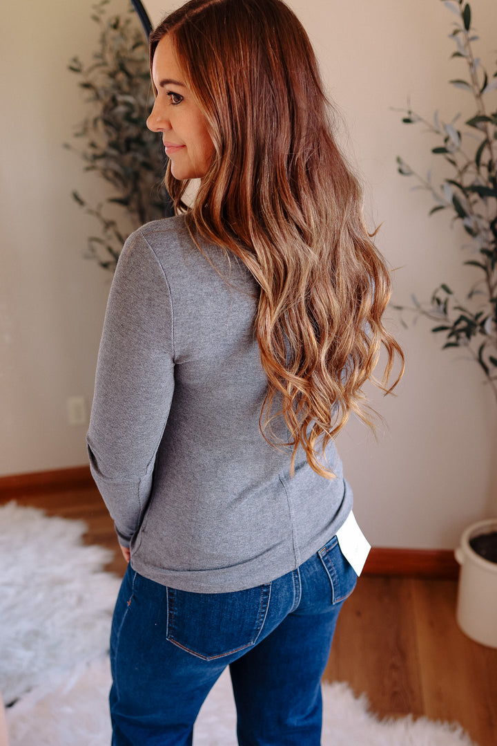 Payton Henley Top - Heather Grey