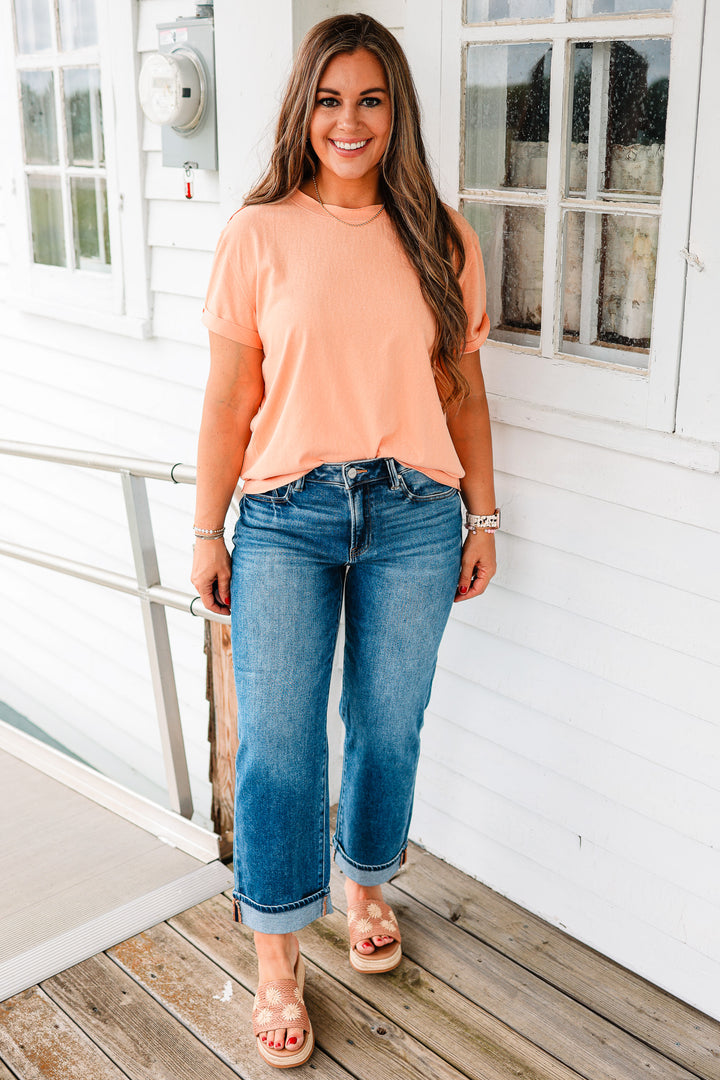 RISEN: Kaydee High Rise Ankle Boyfriend Cuffed Jeans