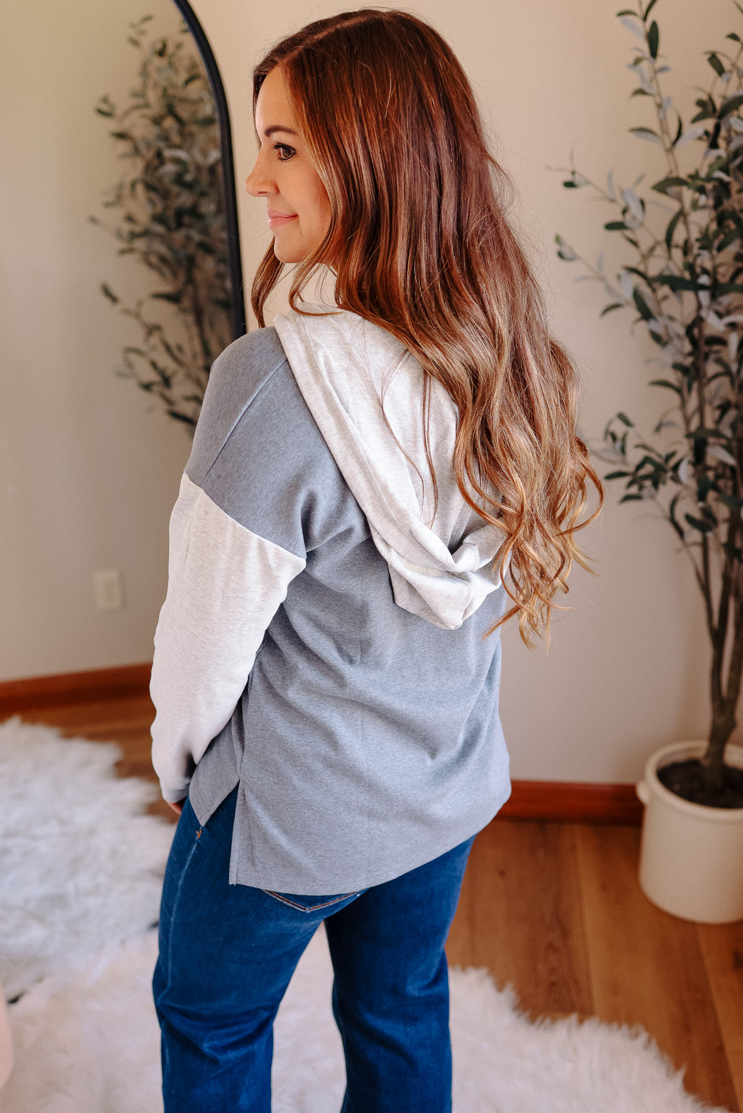 Demi Colorblock Hooded Sweatshirt - Bluegrey