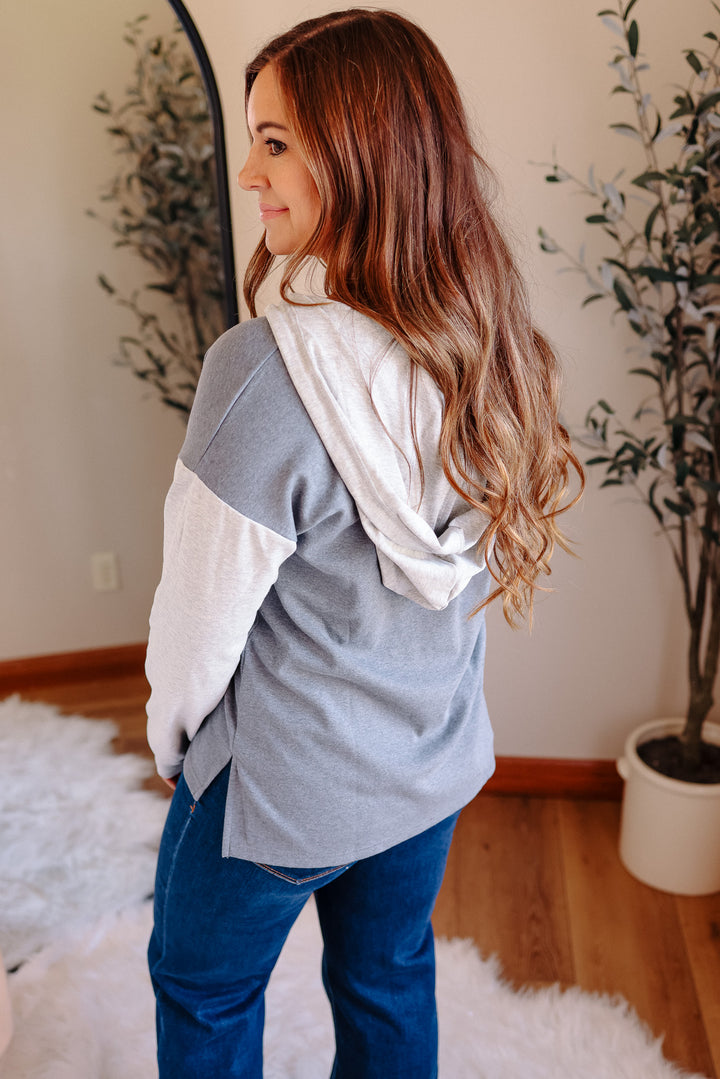 Demi Colorblock Hooded Sweatshirt - Bluegrey