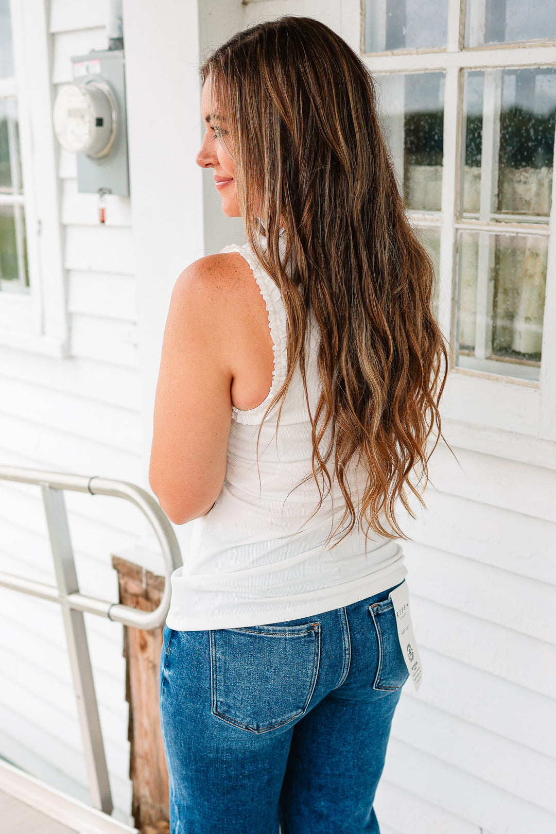 Veda Ruffle Trim Tank - Off White