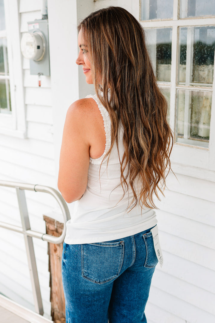 Veda Ruffle Trim Tank - Off White