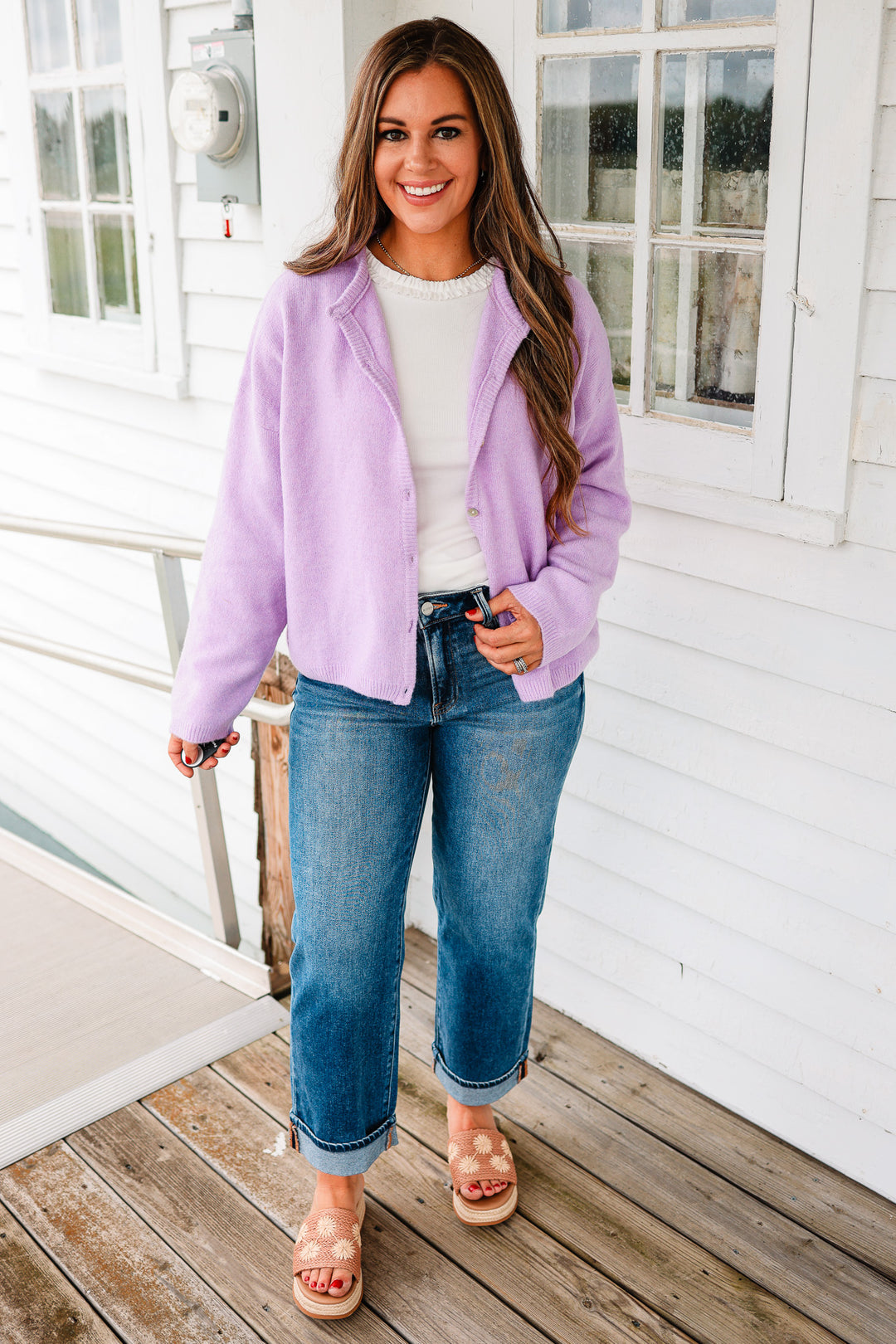Sadie Sweater Cardigan - Lavender